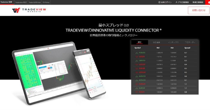 Tradeview公式HPトップ画面