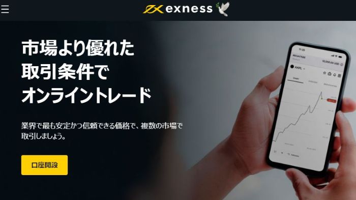exness公式サイトトップ画面